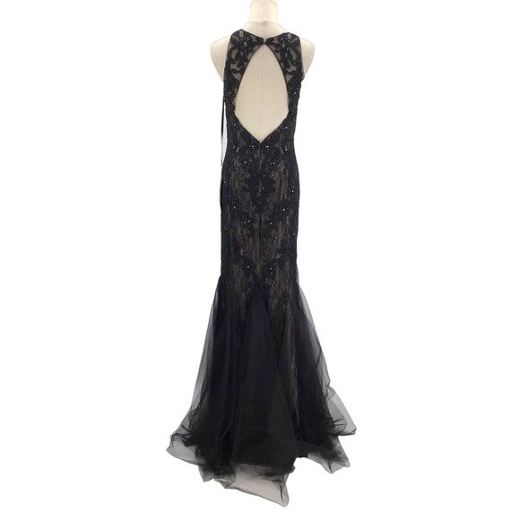 ASPEED L black beaded lace cutout backless mermaid formal maxi dress NWT B163 - Picture 3 of 10